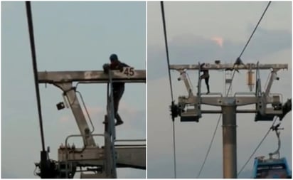 VIDEO: Hombre camina sobre Cablebús en Iztapalapa