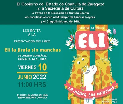 Invitan a presentación del libro ‘Eli la jirafa sin manchas’