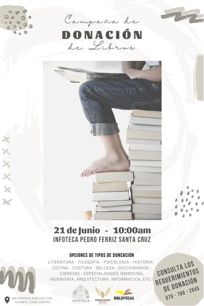 Infoteca invita a la campaña de donación de libros : Piedras Negras