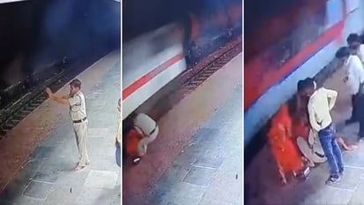 VIDEO: Policía salva a una anciana segundos antes de ser arrollada por el tren: INDIA