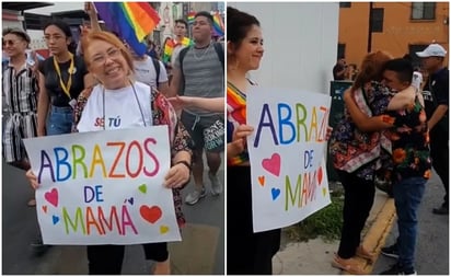 'Abrazos de mamá': madre sale a repartir abrazos durante el Pride