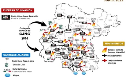 Dan a conocer mapa de extensión del CJNG en Guanajuato