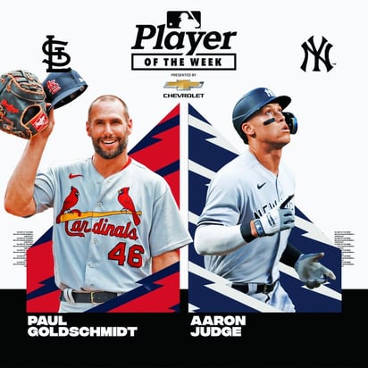 Aaron Judge y Paul Goldschmidt fueron elegidos como los jugadores de la semana