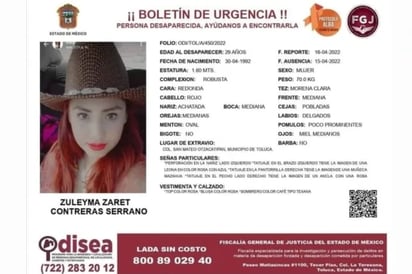 Ofrecen recompensa por localizar presunto feminicida de Zuleyma Zaret