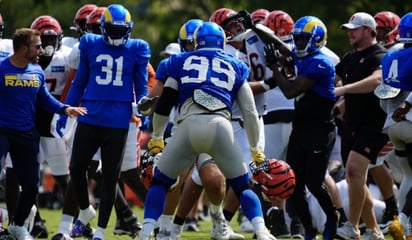 Se volvieron locos: Rams y Bengals protagonizan batalla campal en entrenamiento