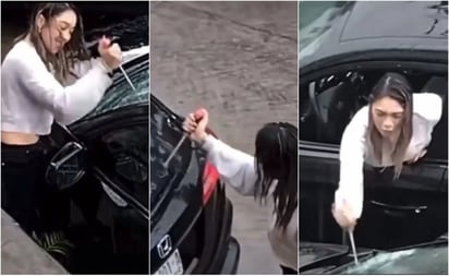 Mujer destroza auto de su pareja tras descubrir supuesta infidelidad y se vuelve viral en TikTok