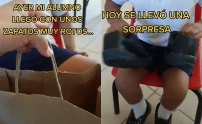 Maestra regala zapatos a su alumno y conmueve en TikTok