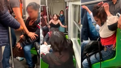 VIDEO. Captan brutal pelea entre mujeres en vagón de la Línea 9 del Metro