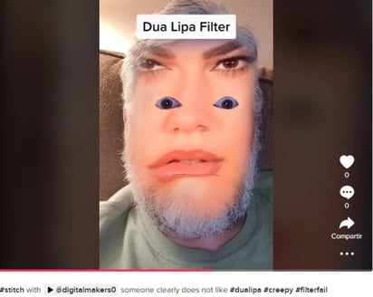 Crean filtro de Dua Lipa en TikTok y las burlas no tardaron 