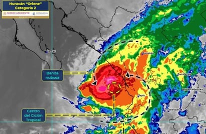 Huracán 'Orlene' se debilita a categoría 2, provocará lluvias en Sinaloa, Nayarit, Jalisco y Durango 