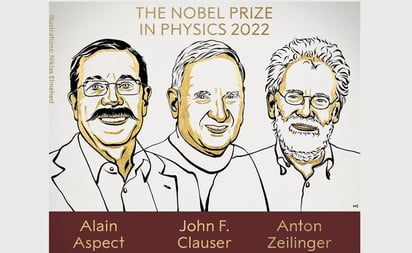 Otorgan Premio Nobel de Física 2022 a Alain Aspect, John F. Clauser y Anton Zeilinger