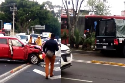 Choque entre Metrobús, auto particular y patrulla deja 3 heridos en Coyoacán 