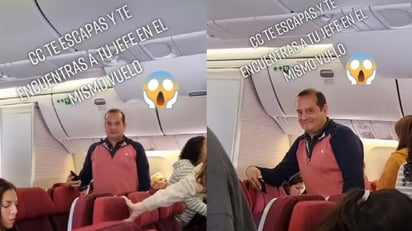 Se escapa de su trabajo y se encuentra a su jefe en el avión