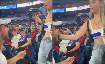 VIDEO: Joven propone matrimonio con anillo de dulce y recibe fuerte cachetada en juego de los Blue Jays