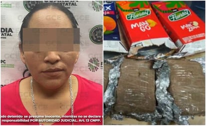 Mujer intenta ingresar más de 2 kg de marihuana en envases de jugo a la cárcel en San Luis Potosí