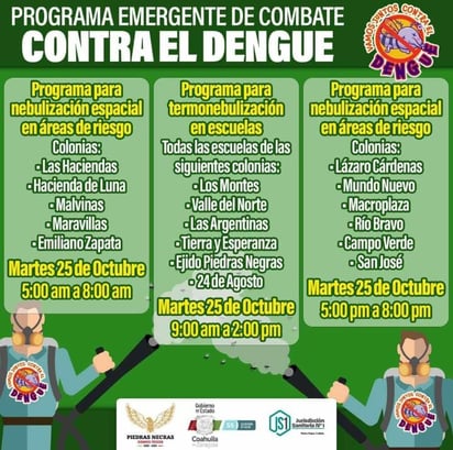 Arrancan programa emergente de combate contra el dengue en Piedras Negras 