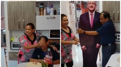 ¿Qué es eso? regalan a hombre un AMLO de cartón por su cumpleaños