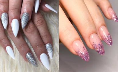 Diseños de uñas con glitter para brillar en la temporada de fiestas