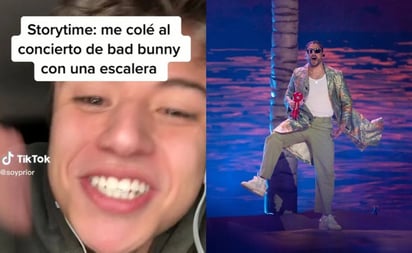 ¿Pagaste boleto? Este tiktoker se coló a concierto de Bad Bunny gracias a una escalera