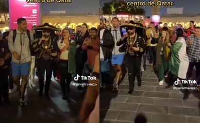 Aficionados mexicanos cantan 'La Guadalupana' y hacen procesión en las calles de Qatar