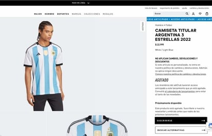 Agotada la camiseta argentina con las 3 estrellas 