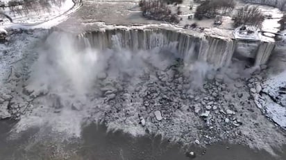 Las cataratas del Niágara se congelan por frío polar