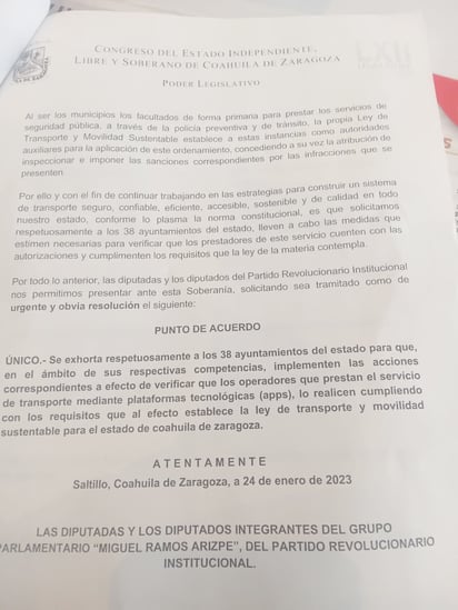 Congreso acuerda operativos contra taxis de aplicación en todo el estado