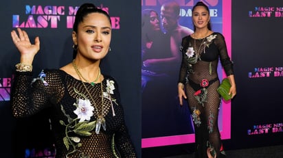 Salma Hayek con revelador vestido a los 56 años