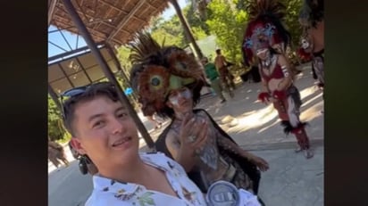 Vendedores de fotos en Tulum acosan a joven para que pague por video : El joven fue hostigado por diversos hombres disfrazados de mayas, quienes cobraban por fotografías