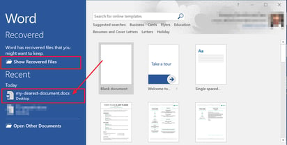 Cómo recuperar archivos de Word borrados por error