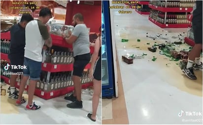 VIDEO: Clientes rompen botellas de alcohol en supermercado de Quintana Roo; se viraliza en TikTok: Por medio de TikTok, una usuaria compartió el video donde se observa a las personas sostener la mercancía