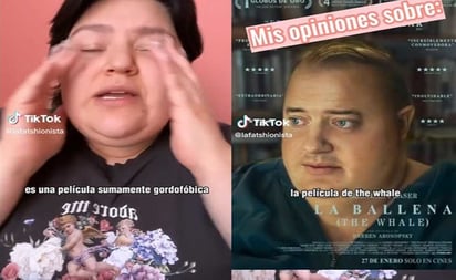 'Una película que te recomiendo no ver'; influencer califica de gordofóbica a 'The Whale' de Brendan Fraser: \'Es hecha completamente desde una perspectiva gordofóbica\', asegura la influencer de TikTok sobre The Whale, éxito de Brendan Fr