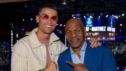 Cristiano Ronaldo y Mike Tyson juntos en la pelea entre Jake Paul y Tommy Fury