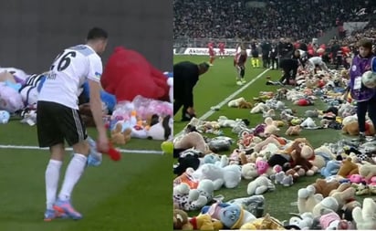 VIDEO: La emotiva lluvia de peluches en partido de Turquía para niños afectados por sismos: Decenas de peluches llovieron sobre el campo del estadio Vodafone Park en homenaje a niños y niñas víctimas del sismo en Turquía