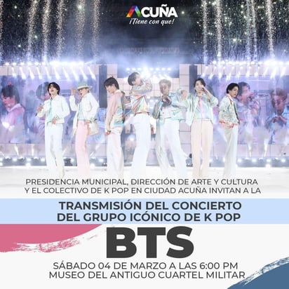 Acuña invita a concierto virtual gratuito de BTS