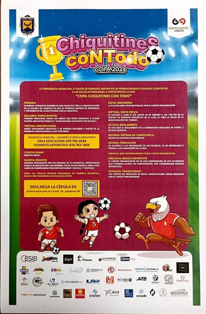 Municipio invita a inscribirse al torneo infantil 'Chiquitines Con Todo' 