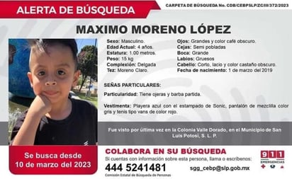 Continúa búsqueda de Máximo Moreno, niño sustraído por su padre de forma violenta en SLP