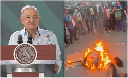 AMLO condena quema de figura de ministra Piña en el Zócalo… y dice que de él también han quemado