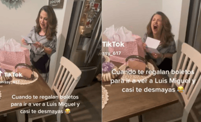 La eufórica reacción de una mamá al recibir boletos para Luis Miguel: 'casi te desmayas': Por medio de TikTok, una usuaria compartió el emocionante video donde se ve a una madre explotar de emoción ante el detalle