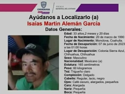 Monclovense desaparece en el estado de Chihuahua