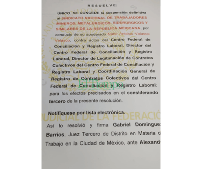 Mineros obtienen amparo contra suspensión de proceso de legitimación de contrato de la 288