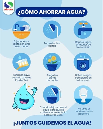 Simas emite comunicado para ahorrar agua