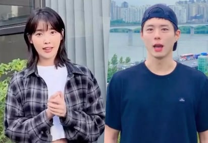 IU bromea con Park Bo Gum después de completar el Ice Bucket Challenge 2023