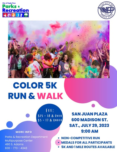 Invita a la carrera 5k color urban en Eagle Pass 