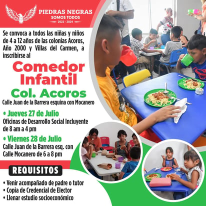 Invitan a niños y jóvenes al comedor infantil 