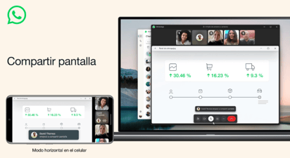 WhatsApp se actualiza para ser la app de videollamadas definitiva: ahora permite compartir pantalla y modo horizontal