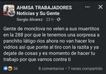 ¡Amenazan directamente a líder de la 288!