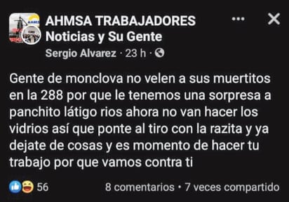 Los conflictos continúan: ¡Amenazan directamente a líder de la 288!