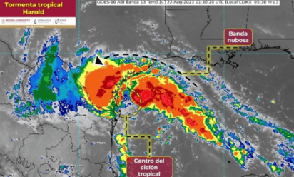 Harold toca tierra en el sur de Texas y sus lluvias afectan también al noreste de México