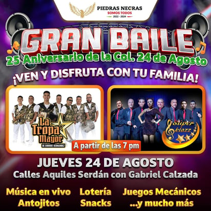 Con bailazo festejarán el 25 aniversario de la colonia 24 de agosto